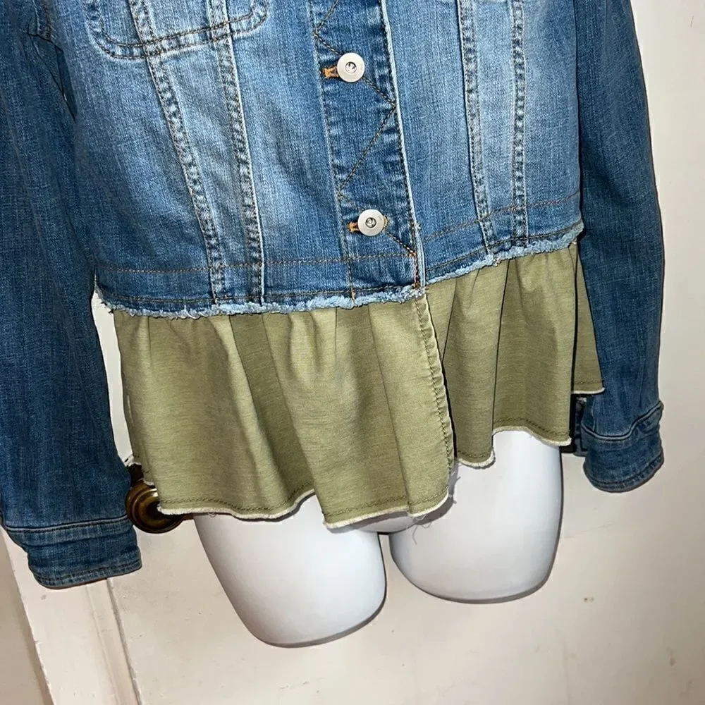ANTHROPOLOGIE PILCRO AND THE LETTERPRESS Flounced Denim Jacket-XS